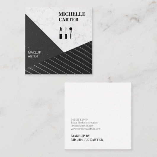 カラーブロック |アーモダント |メイクアップアーティスト スクエア名刺 (正面/裏面)