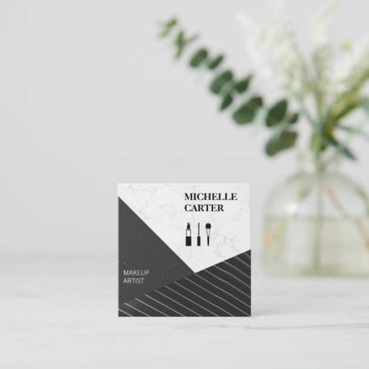 カラーブロック |アーモダント |メイクアップアーティスト スクエア名刺 (スタンド正面)