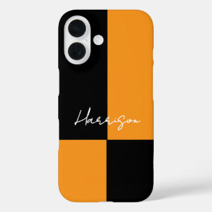 カラーブロック イエロー ブラック モダン オリジナル iPhone 16ケース