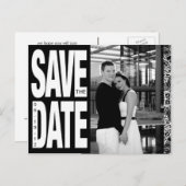 カラーブロック – カスタム日付を保存 – 白黒 案内ポストカード (正面/裏面)