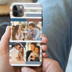 カラーブロック ストライプ 4 写真と名前 iPhone 11 PRO MAXケース