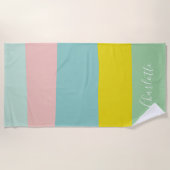 カラーブロック パステル カスタマイズ サマー ストライプ ビーチタオル (正面)