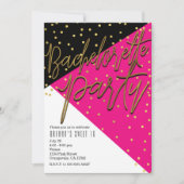 カラーブロック ピンク ブラック ブライズメイド 招待状 (正面)