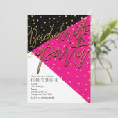カラーブロック ピンク ブラック ブライズメイド 招待状 (スタンド正面)