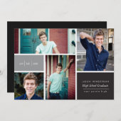 カラーブロック フォト グラッド アナウンスメント 招待状 (正面/裏面)