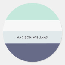 カラーブロック 水平ストライプ クラシック ラウンド ステッカー