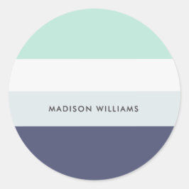 カラーブロック 水平ストライプ クラシック ラウンド ステッカー