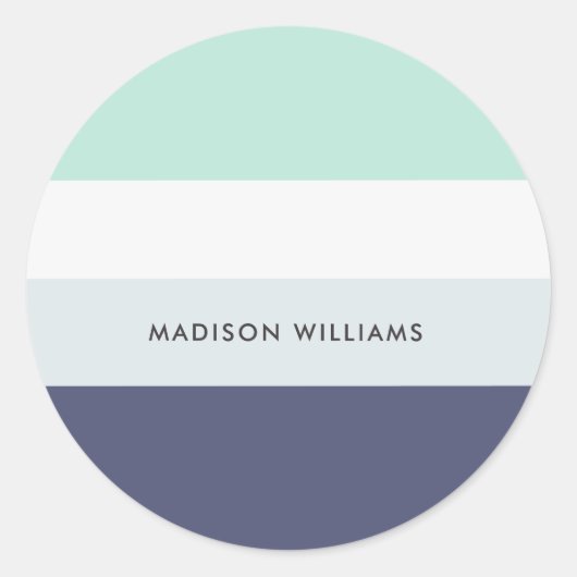カラーブロック 水平ストライプ クラシック ラウンド ステッカー (正面)