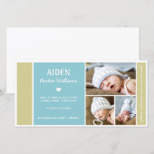 カラーブロック | 男の赤ちゃん出生告知 案内状 (正面/裏面)