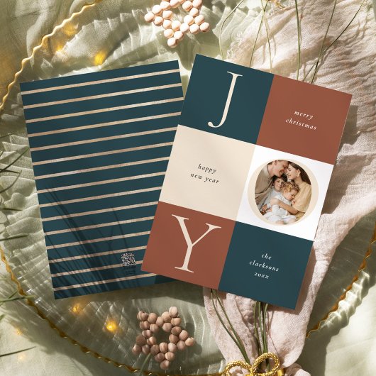 カラーブロックJOYニュートラルホリデーフォト シーズンカード