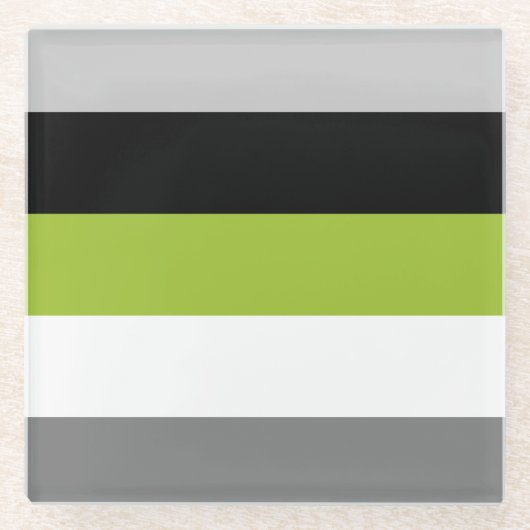 カラーブロッストライプク白黒ライムグリーングレー ガラスコースター (正面)