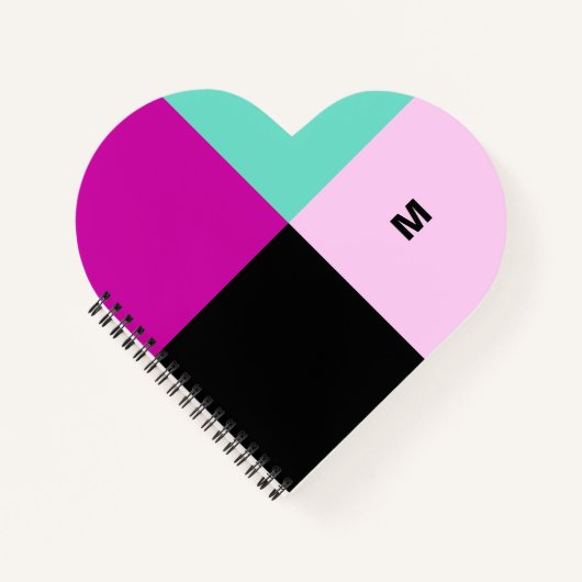 カラーブロッモダンクスタイリッシュトレンディーカスタムモノグラム ノートブック (正面)