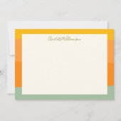 カラーブロッ縁どクスクリプト名フラパーソナライズされたット ノートカード (正面)