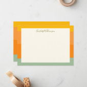 カラーブロッ縁どクスクリプト名フラパーソナライズされたット ノートカード (正面/裏面インサイチュ)