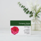 カラーヘッダーIII v2 – 濃い緑 – 赤ツバキ 名刺 (スタンド正面)