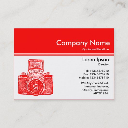 カラーヘッダーIII v2 – 赤 – ヴィンテージカメラ 名刺 (正面)