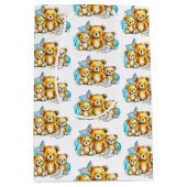 カラーベビーシャワーまたは新生児の双子のベビー ミディアムペーパーバッグ (正面)