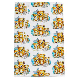 カラーベビーシャワーまたは新生児の双子のベビー ミディアムペーパーバッグ