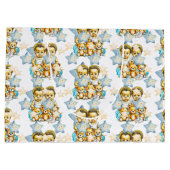 カラーベビーシャワーまたは新生児の双子のベビー ラージペーパーバッグ (裏面)