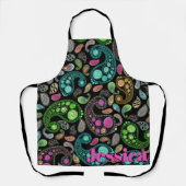 カラーペイズリーパーソナライズされた料理キッチン エプロン (正面)