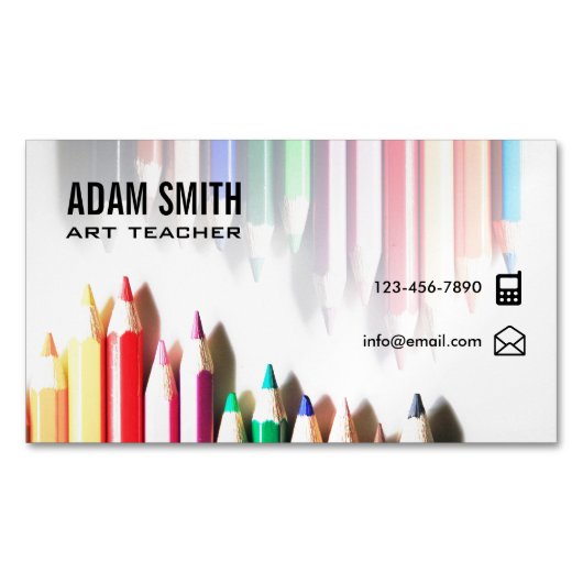 カラーペカラフルンシルスクールアート先生 マグネット名刺 (正面)