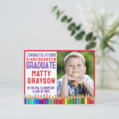 カラーペンシル幼稚園写真卒業 案内ポストカード (スタンド正面)