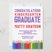 カラーペンシル幼稚園写真卒業 案内状 (正面)