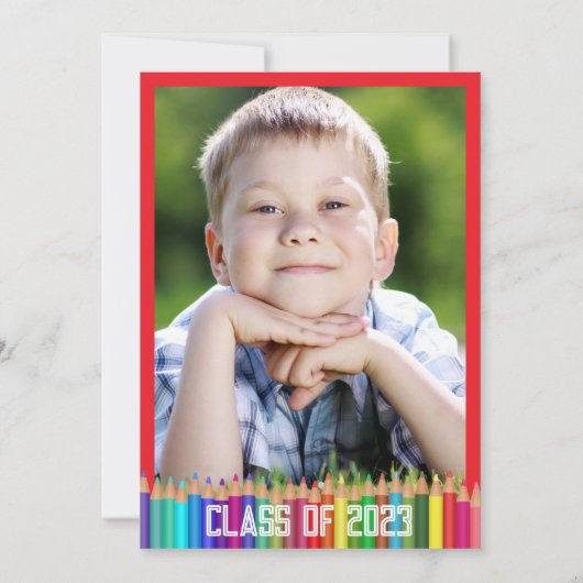 カラーペンシル幼稚園写真卒業 案内状 (裏面)