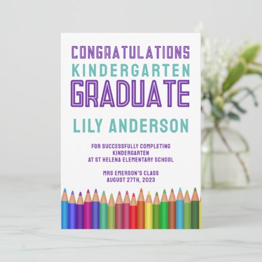 カラーペンシル幼稚園卒業 案内状 (スタンド正面)