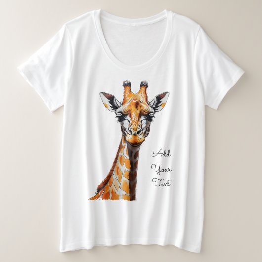 カラーペンシルGiraffe Sketch -芸術的手書き プラスサイズTシャツ (デザイン正面)