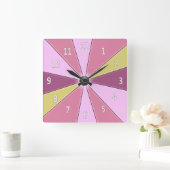 カラーホイールピンク スクエア壁時計 (ホーム)