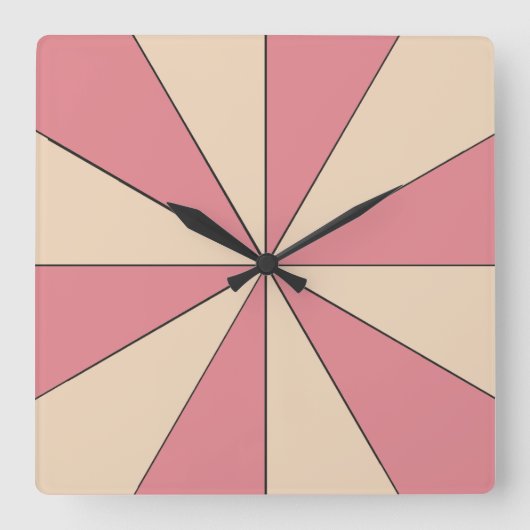 カラーホイールピーチ調整可能ミニマル スクエア壁時計 (正面)