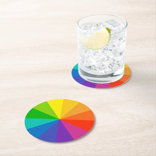 カラーホイール理論スクールサイエンスhue disk light r ラウンドペーパーコースター (インサイチュ)