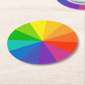 カラーホイール理論スクールサイエンスhue disk light r ラウンドペーパーコースター (アングル)