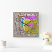 カラーボックスよくはしゃぐ – バックウォールクロック スクエア壁時計 (ホーム)