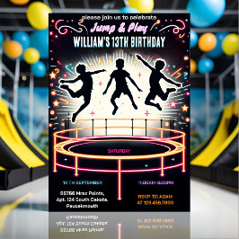 カラーボーイズキッズクールトランポリン公園13歳の誕生日 招待状