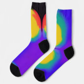 カラーボール抽象芸術アートイエローグリーンレッドインディゴ ソックス (左)