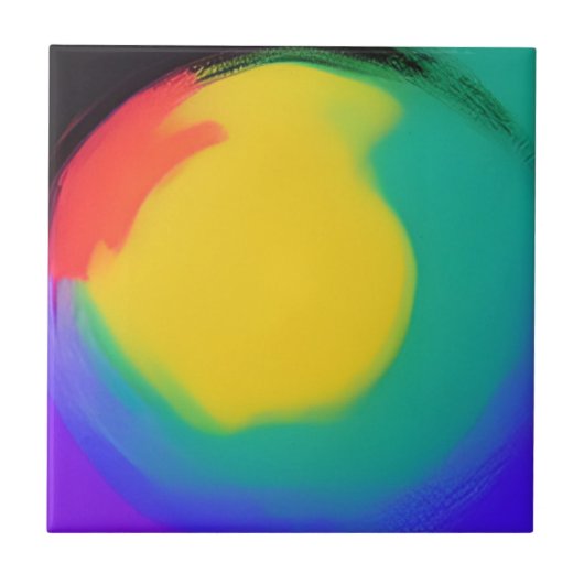 カラーボール抽象芸術アートイエローグリーンレッドインディゴ タイル (正面)