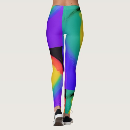 カラーボール抽象芸術アートイエローグリーンレッドインディゴ レギンス (裏面)