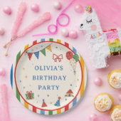 カラーポップの誕生日パーティー ペーパープレート (パーティー)