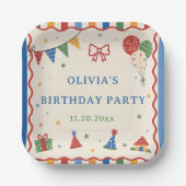 カラーポップの誕生日パーティー ペーパープレート (正面)