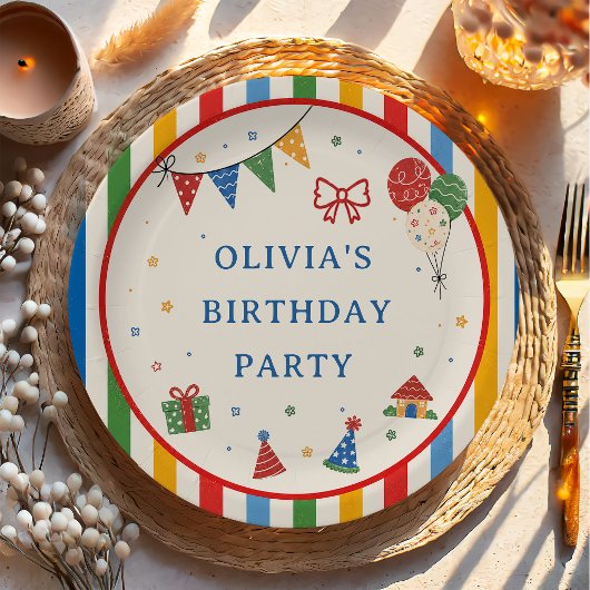 カラーポップの誕生日パーティー ペーパープレート