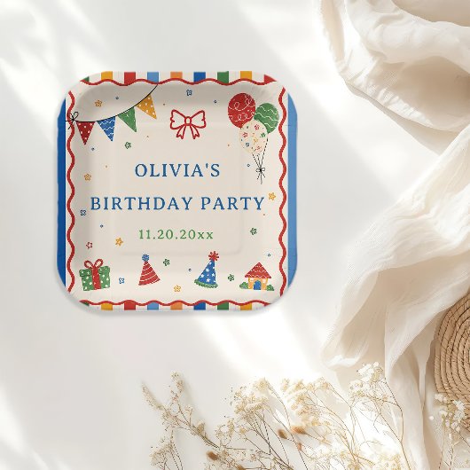 カラーポップの誕生日パーティー ペーパープレート