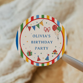 カラーポップの誕生日パーティー ラウンドシール
