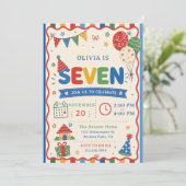 カラーポップの7歳の誕生日パーティー 招待状 (スタンド正面)