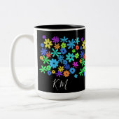 カラーポップ・アートのかわいい花パーソナライズされたマグカップ ツートーンマグカップ (左)