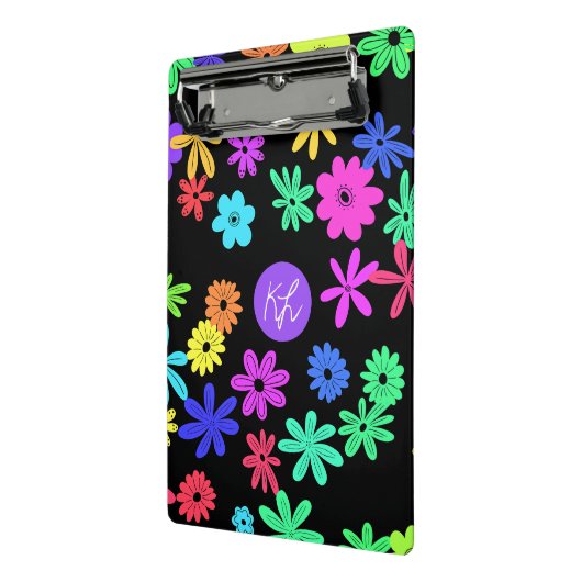カラーポップ・アートのかわいい花パーソナライズされたミニクリップボード ミニクリップボード (アングル2)