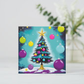 カラーポップ・アートのオーナメントのようなアートのクリスマスキャンディ シーズンカード (スタンド正面)