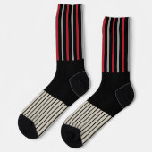 カラーポップ・アートのストライプカラー – 赤、グレー、黒、およびボーン白 ソックス (左)