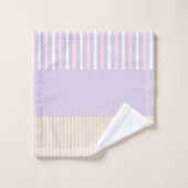 カラーポップ・アートのストライプ – パステルピンク、イエロー&パープル バスタオルセット (ウォッシュタオル)